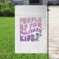 Purple Up For Military Kids Garden Flag Groovy Dino Dinosaur Military Child Month