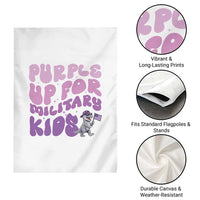 Purple Up For Military Kids Garden Flag Groovy Dino Dinosaur Military Child Month