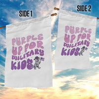 Purple Up For Military Kids Garden Flag Groovy Dino Dinosaur Military Child Month