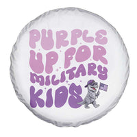 Purple Up For Military Kids Spare Tire Cover Groovy Dino Dinosaur Military Child Month