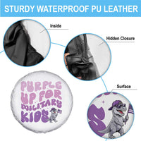 Purple Up For Military Kids Spare Tire Cover Groovy Dino Dinosaur Military Child Month