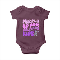Purple Up For Military Kids Baby Onesie Groovy Dino Dinosaur Military Child Month