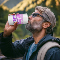 Purple Up For Military Kids 4 in 1 Can Cooler Tumbler Groovy Dino Dinosaur Military Child Month