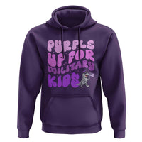 Purple Up For Military Kids Hoodie Groovy Dino Dinosaur Military Child Month