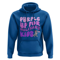 Purple Up For Military Kids Hoodie Groovy Dino Dinosaur Military Child Month