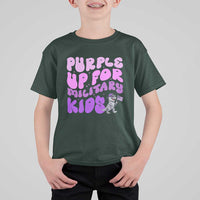 Purple Up For Military Kids T Shirt For Kid Groovy Dino Dinosaur Military Child Month