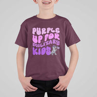 Purple Up For Military Kids T Shirt For Kid Groovy Dino Dinosaur Military Child Month