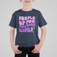 Purple Up For Military Kids T Shirt For Kid Groovy Dino Dinosaur Military Child Month