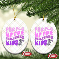 Purple Up For Military Kids Ceramic Ornament Groovy Dino Dinosaur Military Child Month