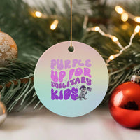 Purple Up For Military Kids Ceramic Ornament Groovy Dino Dinosaur Military Child Month