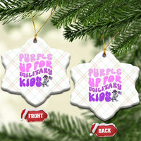 Purple Up For Military Kids Ceramic Ornament Groovy Dino Dinosaur Military Child Month