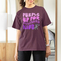Purple Up For Military Kids T Shirt For Women Groovy Dino Dinosaur Military Child Month