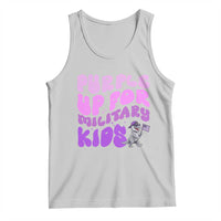 Purple Up For Military Kids Tank Top Groovy Dino Dinosaur Military Child Month