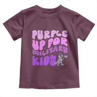 Purple Up For Military Kids Toddler T Shirt Groovy Dino Dinosaur Military Child Month