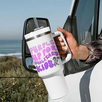 Purple Up For Military Kids Tumbler With Handle Groovy Dino Dinosaur Military Child Month