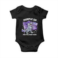Dinosaur Military Kids Baby Onesie Purple Up For Military Child Month Patriotic USA Flag