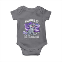 Dinosaur Military Kids Baby Onesie Purple Up For Military Child Month Patriotic USA Flag