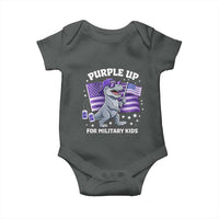 Dinosaur Military Kids Baby Onesie Purple Up For Military Child Month Patriotic USA Flag