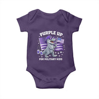Dinosaur Military Kids Baby Onesie Purple Up For Military Child Month Patriotic USA Flag