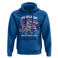 Dinosaur Military Kids Hoodie Purple Up For Military Child Month Patriotic USA Flag