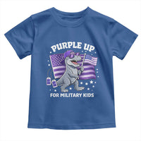 Dinosaur Military Kids Toddler T Shirt Purple Up For Military Child Month Patriotic USA Flag