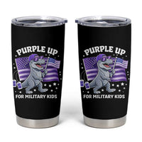 Dinosaur Military Kids Tumbler Cup Purple Up For Military Child Month Patriotic USA Flag