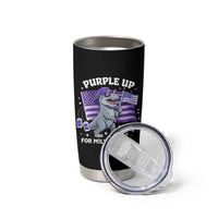 Dinosaur Military Kids Tumbler Cup Purple Up For Military Child Month Patriotic USA Flag