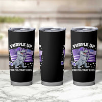 Dinosaur Military Kids Tumbler Cup Purple Up For Military Child Month Patriotic USA Flag