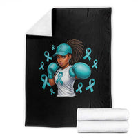 Black Women Fight Sexual Assault Awareness Throw Blanket African American Teal Ribbon Support