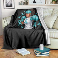 Black Women Fight Sexual Assault Awareness Throw Blanket African American Teal Ribbon Support