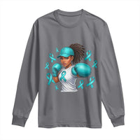Black Women Fight Sexual Assault Awareness Long Sleeve Shirt African American Teal Ribbon Support