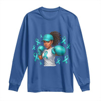 Black Women Fight Sexual Assault Awareness Long Sleeve Shirt African American Teal Ribbon Support