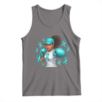 Black Women Fight Sexual Assault Awareness Tank Top African American Teal Ribbon Support