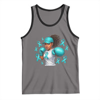 Black Women Fight Sexual Assault Awareness Tank Top African American Teal Ribbon Support