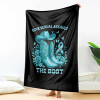 Give Sexual Assault The Boot Throw Blanket Cowgirl Awareness Month Teal Ribbon Support