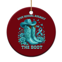 Give Sexual Assault The Boot Ceramic Ornament Cowgirl Awareness Month Teal Ribbon Support