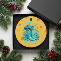 Give Sexual Assault The Boot Ceramic Ornament Cowgirl Awareness Month Teal Ribbon Support