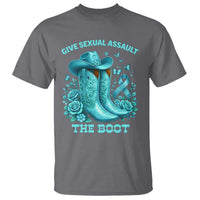 Give Sexual Assault The Boot T Shirt Cowgirl Awareness Month Teal Ribbon Support