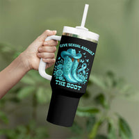 Give Sexual Assault The Boot Tumbler With Handle Cowgirl Awareness Month Teal Ribbon Support