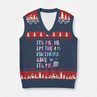 Its Me Hi Im The Birthday Girl V-Neck Knit Sweater Vest Tie Dye Colorful