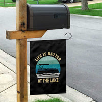 Funny Lake Life Garden Flag Vintage Life is Better at The Lake Pontoon Boat - Wonder Print Shop