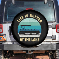 Funny Lake Life Spare Tire Cover Vintage Life is Better at The Lake Pontoon Boat - Wonder Print Shop