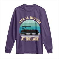 Funny Lake Life Long Sleeve Shirt Vintage Life is Better at The Lake Pontoon Boat - Wonder Print Shop