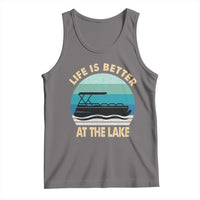 Funny Lake Life Tank Top Vintage Life is Better at The Lake Pontoon Boat - Wonder Print Shop