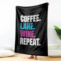 Funny Lake Life Throw Blanket Coffee Lake Wine Repeat - Wonder Print Shop