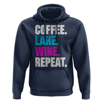 Funny Lake Life Hoodie Coffee Lake Wine Repeat - Wonder Print Shop