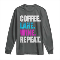 Funny Lake Life Long Sleeve Shirt Coffee Lake Wine Repeat - Wonder Print Shop