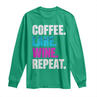 Funny Lake Life Long Sleeve Shirt Coffee Lake Wine Repeat - Wonder Print Shop