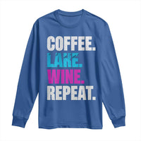 Funny Lake Life Long Sleeve Shirt Coffee Lake Wine Repeat - Wonder Print Shop