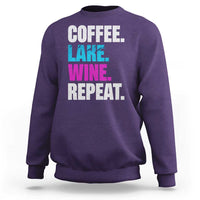 Funny Lake Life Sweatshirt Coffee Lake Wine Repeat - Wonder Print Shop